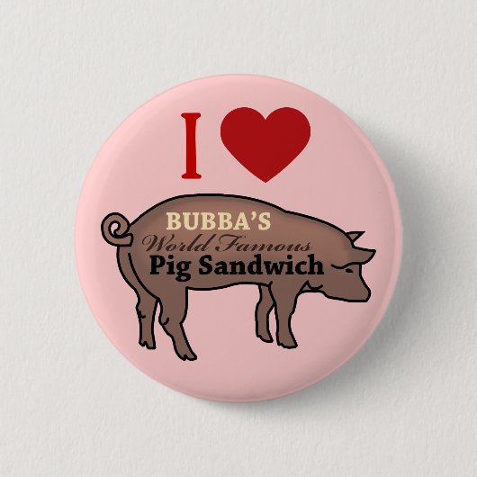 BUBBA'S PIG SANDWICH RONDE BUTTON 5,7 CM (Voorkant)