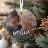 Bubbe Grandma Script Overlay Glas Ornament