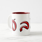 Bubbe in Hebreeuwse Script Lettering - 3d effect Tweekleurige Koffiemok (Voorkant links)