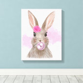 Bubbel Bubblegum Rabbit Wall Art Canvas Afdruk (Insitu (Houten vloer))