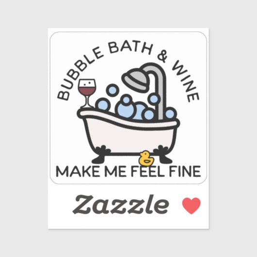 Bubbelbad en wijn sticker (Vel)