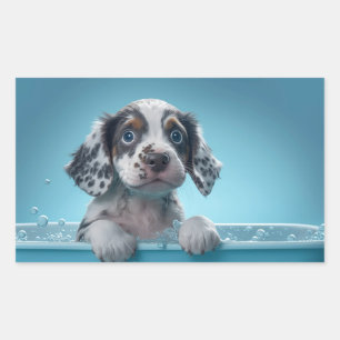 bubbelbad pup rechthoekige sticker