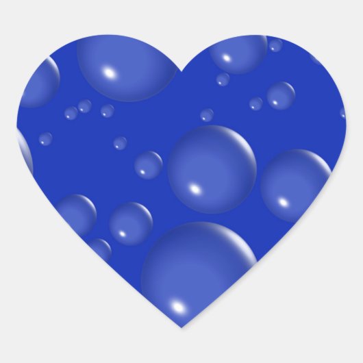 Bubbels Blauw Hart Stickers (Voorkant)