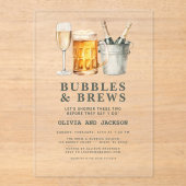Bubbels & brouwsels Koppels Douche Acryl Uitnodigingen (Voorkant)