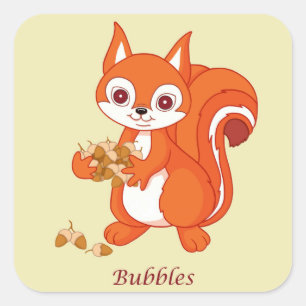Bubbels de Helpvolle eekhoorn Vierkante Sticker