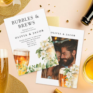 Bubbels en bier koppel bruisfeest foto uitnodiging