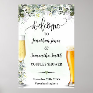 Bubbels en brouwt Welkom Koppels Douchebord Poster