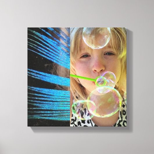 BUBBELS EN PAUWVEREN CANVAS AFDRUK (Voorkant)