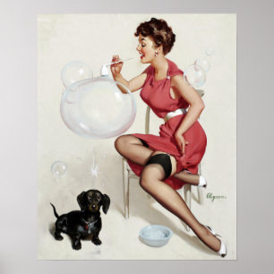 Bubbels omhoog poster