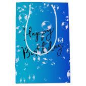 Bubbels op blauw en turquoise gradiënt medium cadeauzakje (Voorkant)