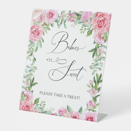 bubbelstang | Blush-Rozen | Baby Treat Reclamebord Met Voetstuk (Voorkant)