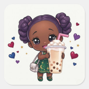 Bubbeltje thee vierkante sticker