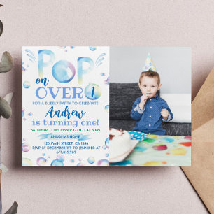 Bubble Anniversaire Fête Invitation Pop sur le des
