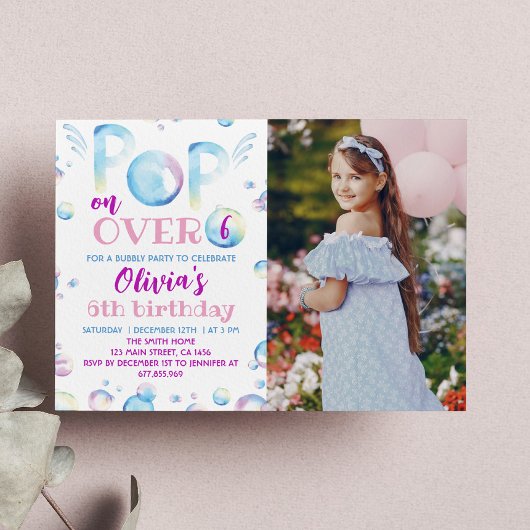 Bubble Anniversaire Fête Invitation Pop sur le des