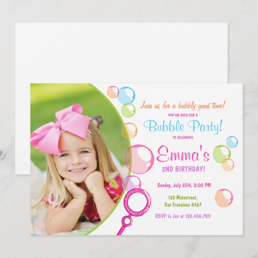 Bubble Anniversaire Invitation Fête POP Anniversai (Devant / Derrière)
