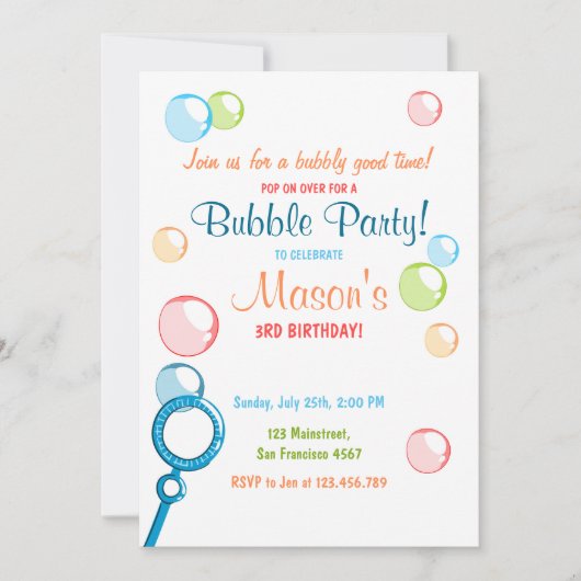 Bubble Anniversaire Invitation POP Anniversaire Ga (Devant)