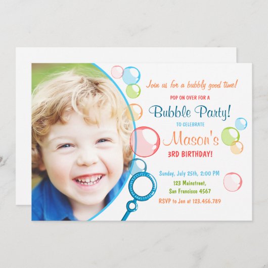 Bubble Anniversaire Invitation POP Anniversaire Ga (Devant / Derrière)