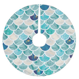 Bubble Aqua turquoise marmer mermaid fish scales Kerstboom Rok