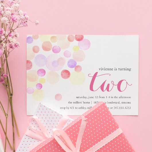 Bubble | Aquarelle Invitation pour le deuxième ann