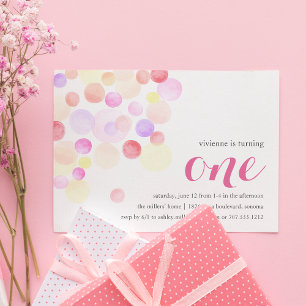 Bubble Aquarelle Invitation pour le premier anni