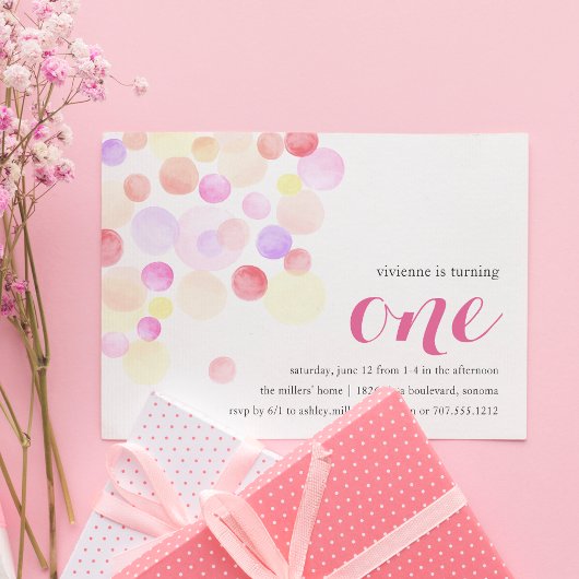 Bubble | Aquarelle Invitation pour le premier anni