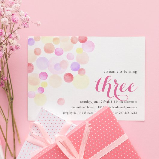Bubble | Aquarelle Troisième Invitation Anniversai