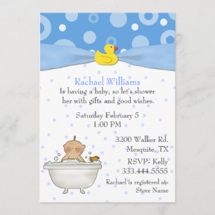 Bubble Bath Baby Boy Shower Invitation Kaart