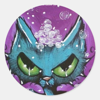 Bubble Bath Cat ronde Sticker