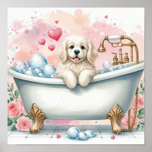 Bubble Bath Dog Poster (Voorkant)