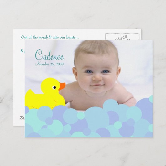 Bubble Bath Fotoaankondiging Geboorte Aankondigingskaart (Voorkant / Achterkant)