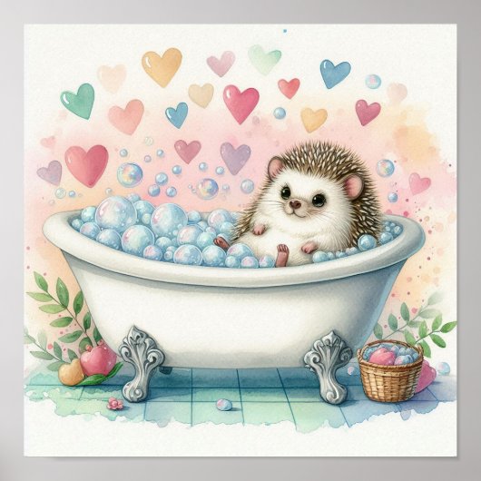Bubble Bath Hedgehog Poster (Voorkant)