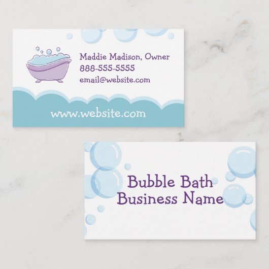 Bubble Bath Soap Visitekaartje (Voorkant / Achterkant)