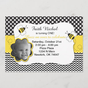 Bubble Bee Birthday Party Invitation Kaart