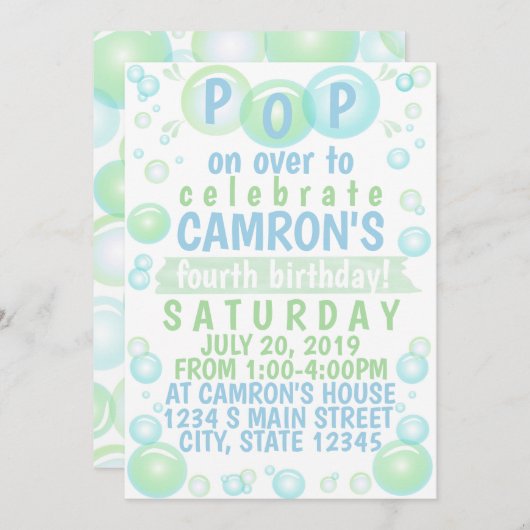 Bubble Birthday Kaart (Voorkant / Achterkant)