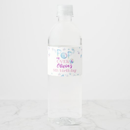 Bubble Birthday Water Bottle Label Summer Waterfles Etiket (Voorkant)