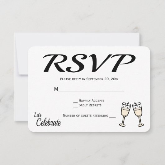 Bubble Black, White RSVP Wedding Champagne Glasses (Voorkant)