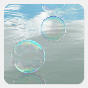 Bubble, blauw vierkante sticker