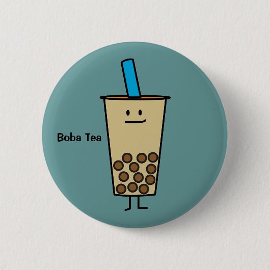 Bubble Boba Pearl Milk Tea Tapioca ballen Ronde Button 5,7 Cm (Voorkant)