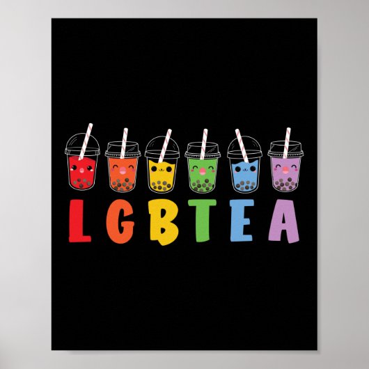 Bubble Boba Tea LGBTea LGBT Pride Rainbow Poster (Voorkant)