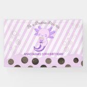 Bubble Boba Tea Paarse Axolotl Verjaardagsfeest Spandoek (Horizontaal)