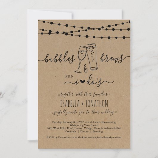 Bubble & Brews And I Do's Faire-part de mariage (Devant)