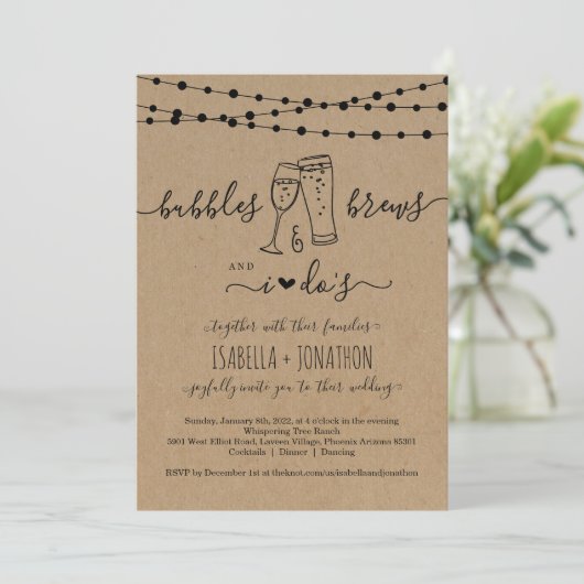 Bubble & Brews And I Do's Faire-part de mariage (Debout devant)