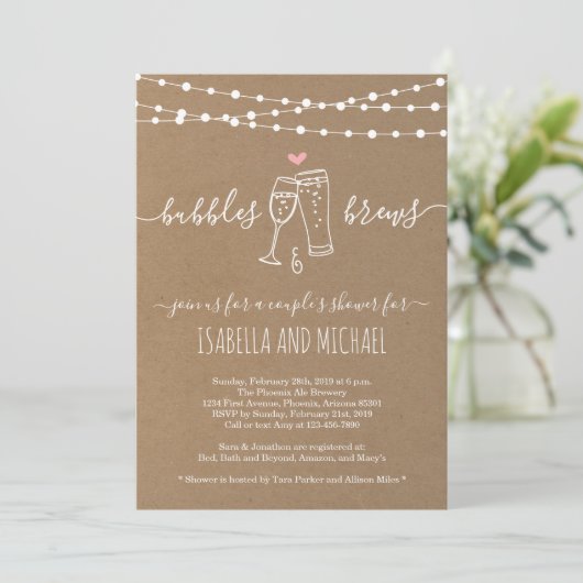 Bubble & Brews Couple's Shower Invitation (Debout devant)