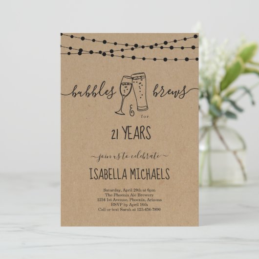 Bubble & Brews Invitation de fête d'anniversaire 2 (Debout devant)