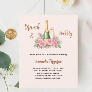 Bubble brunch roze bloemen Bruids Douche uitnodigi