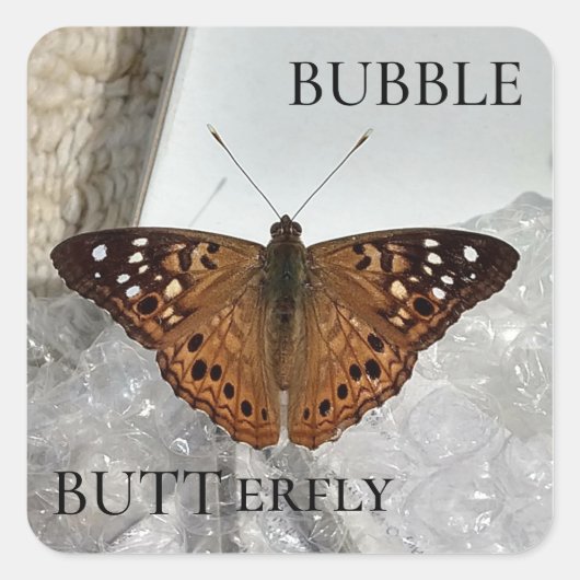 Bubble BUTTERFLY Vierkante Sticker (Voorkant)