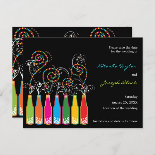 Bubble Celebrations! De datum opslaan Aangepast Br Aankondigingskaart (Voorkant / Achterkant)