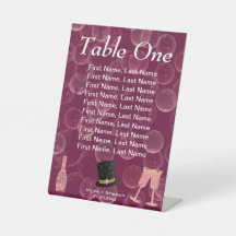 Bubble Champagne & Elegant Top Hat Table Number