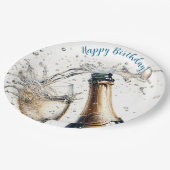 Bubble Champagne Happy Birthday Papieren Bordje (Gekanteld)