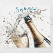 Bubble Champagne Happy Birthday Sparkling Wijnetiket (Enkel label)